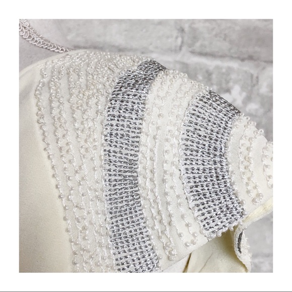 FRANCESCAS | Ivory Beaded Detail Cap Sleeve Blouse Small - Picture 7 of 10